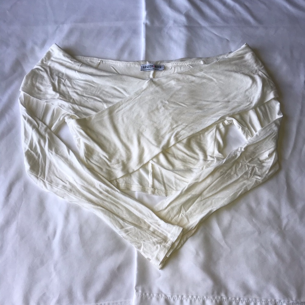 Cream Off the Shoulder Wrap Crop Top